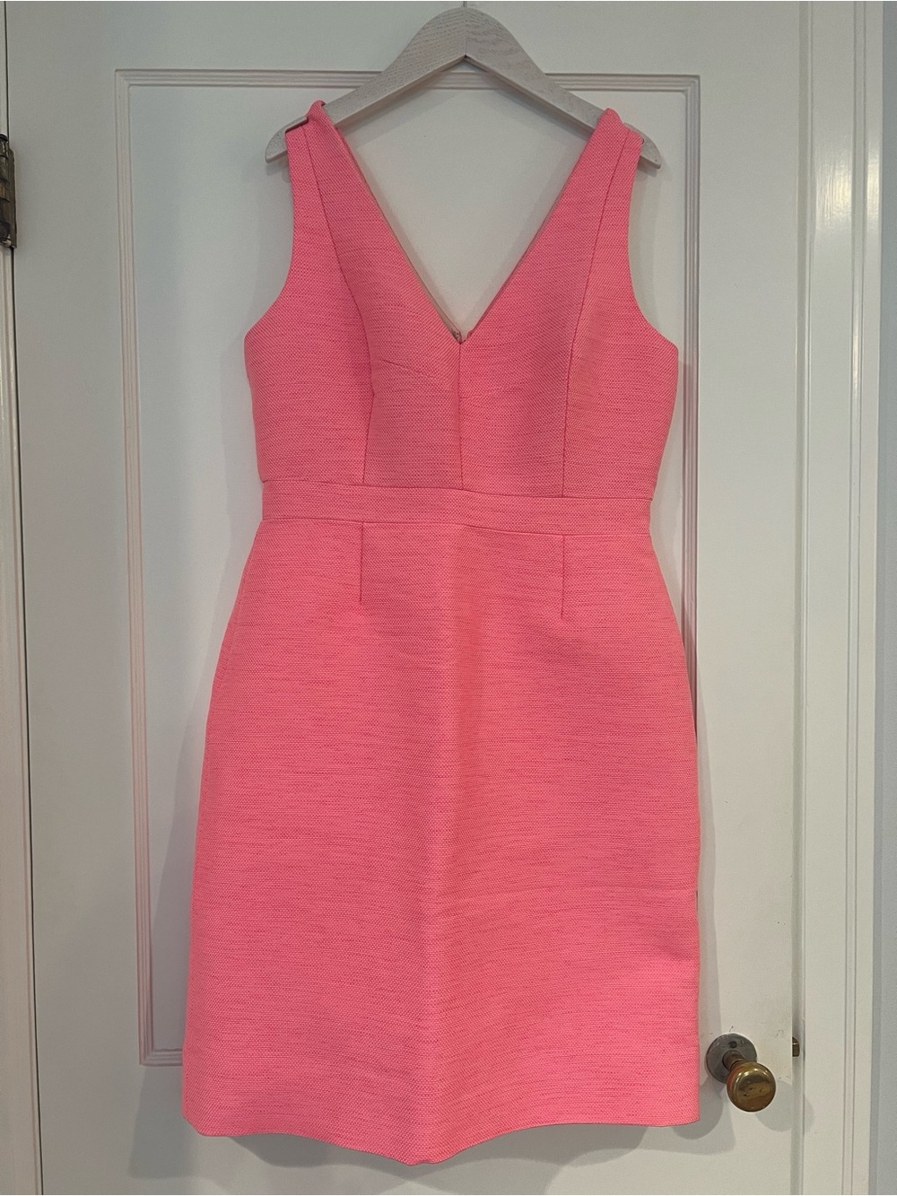 J.Crew Collection V-Neck Sleeveless Sheath Dress in Pink